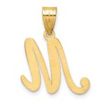 14K Script Letter M Initial Pendant - Image 3