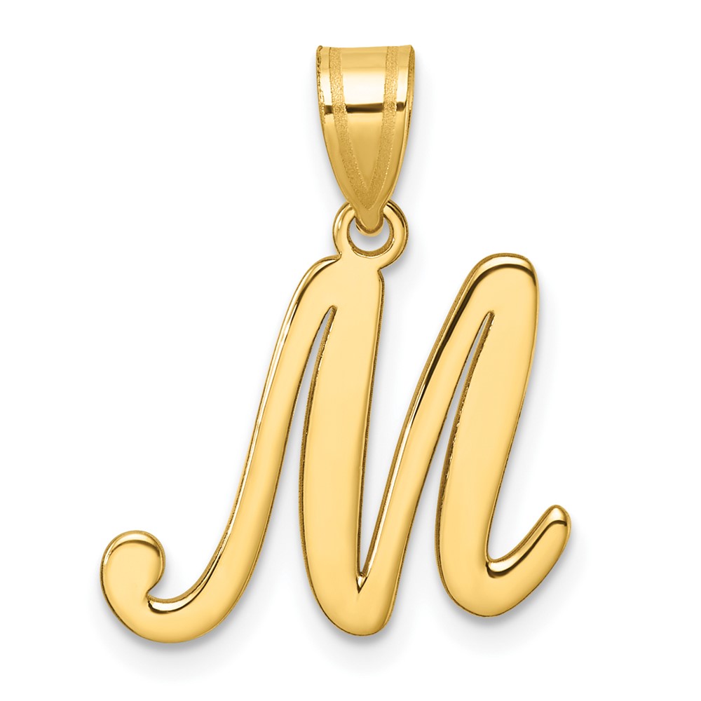 YC1540M.jpg 14K Script Letter M Initial Pendant - Image 1