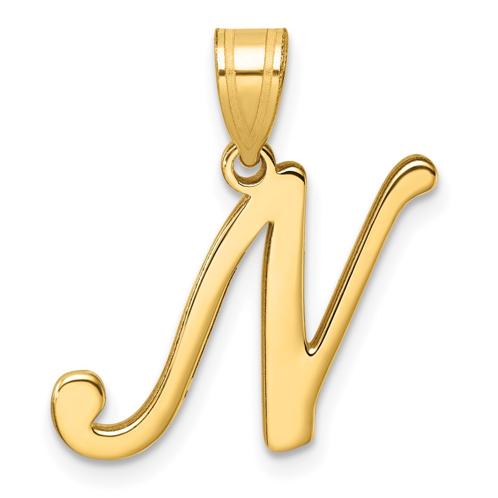 YC1540N.jpg 14K Script Letter N Initial Pendant - Image 1