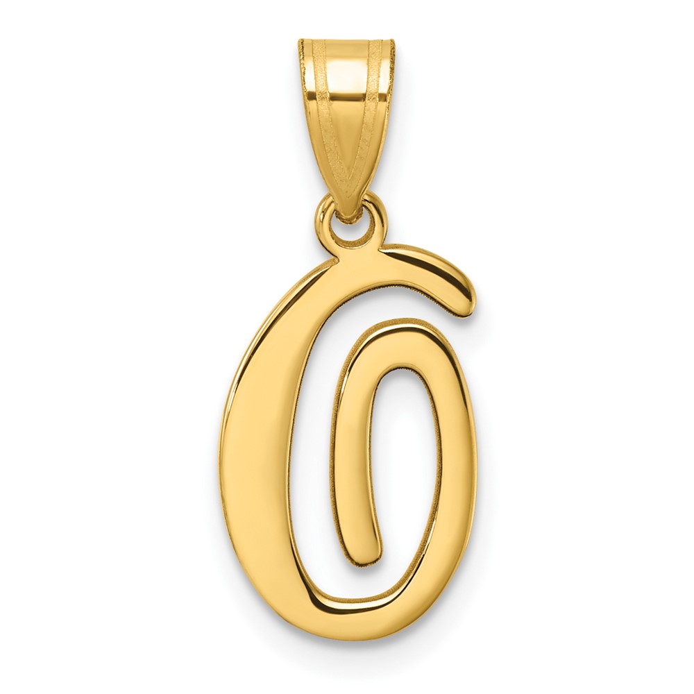 YC1540O.jpg 14K Script Letter O Initial Pendant - Image 1