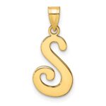 14K Script Letter S Initial Pendant