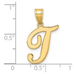14K Script Letter T Initial Pendant - Image 4