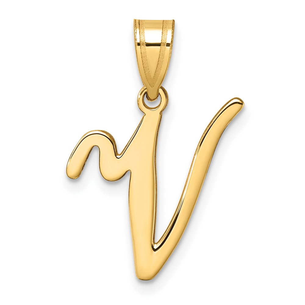 YC1540V.jpg 14K Script Letter V Initial Pendant - Image 1