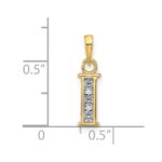 14K with Rhodium Diamond Letter I Initial Pendant - Image 4