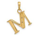 14K with Rhodium Diamond Letter M Initial Pendant - Image 3