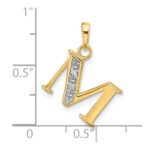 14K with Rhodium Diamond Letter M Initial Pendant - Image 4