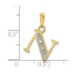 14K with Rhodium Diamond Letter N Initial Pendant - Image 4