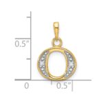 14K with Rhodium Diamond Letter O Initial Pendant - Image 4