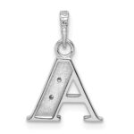 14K White Gold Diamond Letter A Initial Pendant - Image 3