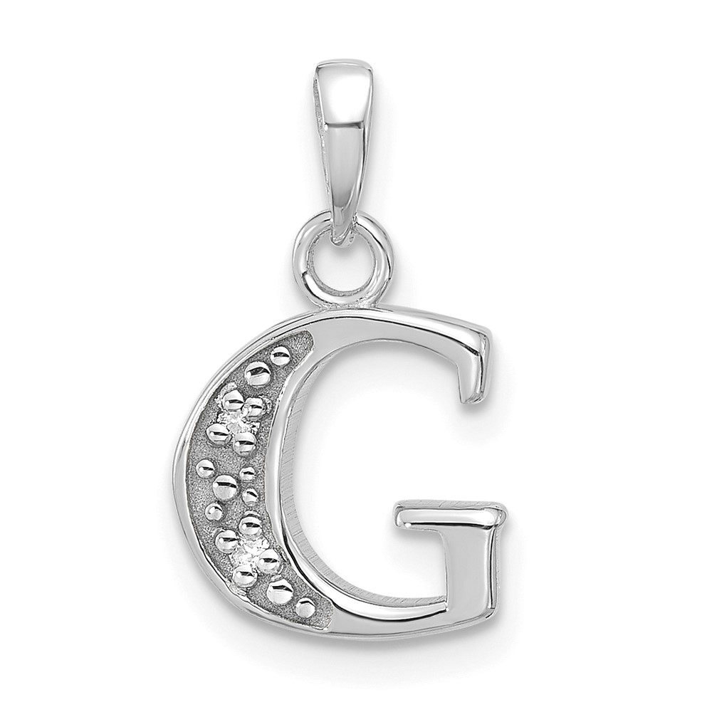 YC1541WG.jpg 14K White Gold Diamond Letter G Initial Pendant - Image 1