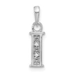 14K White Gold Diamond Letter I Initial Pendant