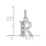 14K White Gold Diamond Letter R Initial Pendant - Image 4
