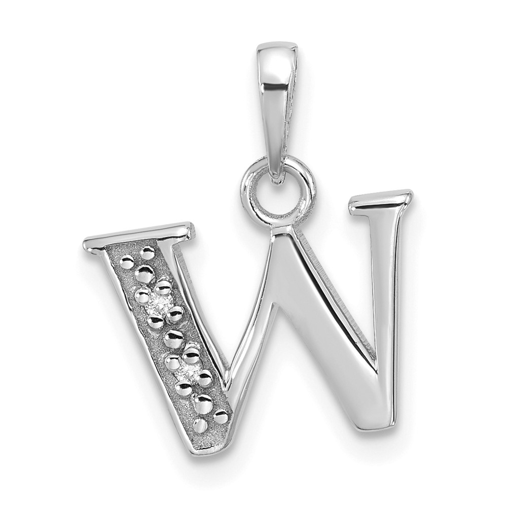 YC1541WW.jpg 14K White Gold Diamond Letter W Initial Pendant - Image 1