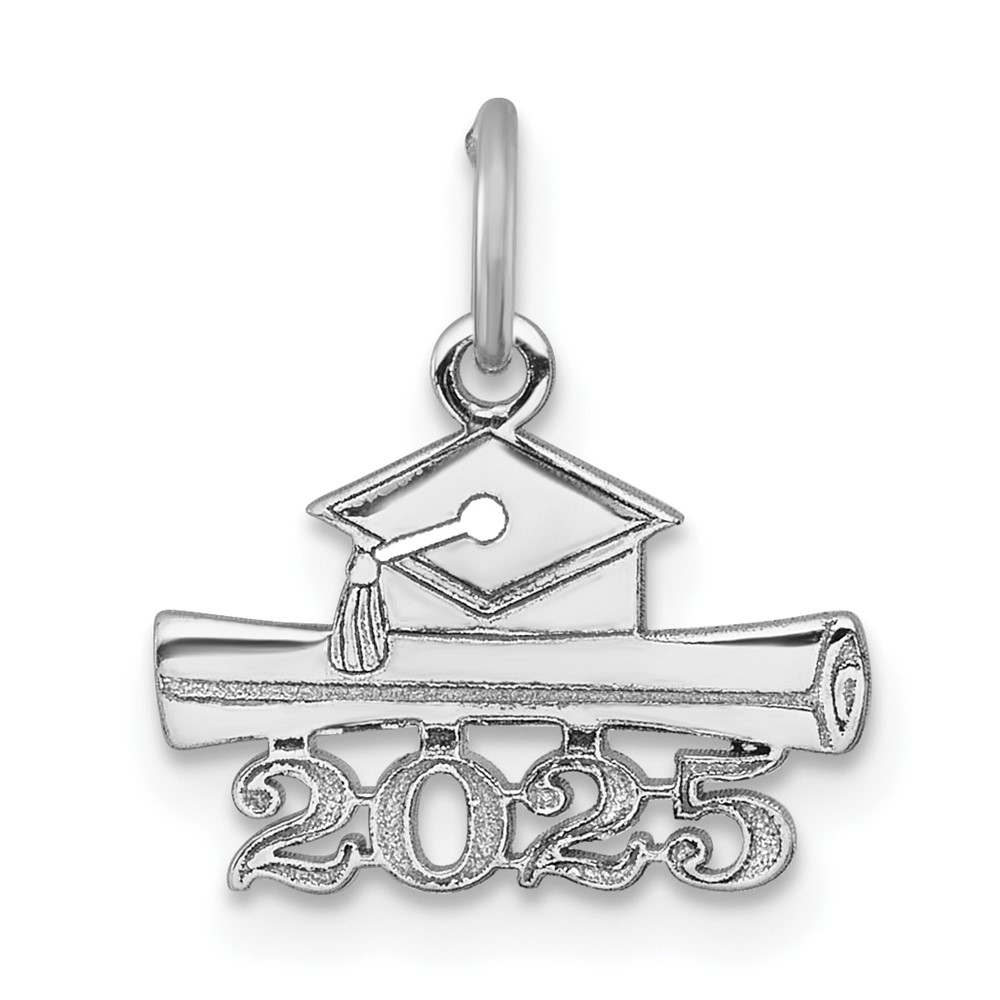 YC1550W-25.jpg 14K White Gold 2025 Graduation Cap and Diploma Charm - Image 1