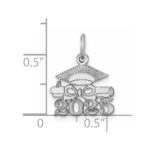 14K White Gold Graduation Cap and Diploma 2025 Charm - Image 4