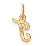 14K Small Script Letter T Initial Charm - Image 3