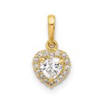 14K CZ Halo Heart Pendant