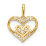 14k Polished CZ Heart in Heart Pendant