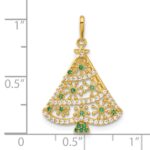 14k Polished Green and White CZ Christmas Tree Pendant - Image 4