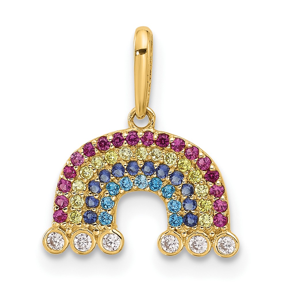 YC1577.jpg 14k Polished CZ Rainbow and Clouds Pendant - Image 1