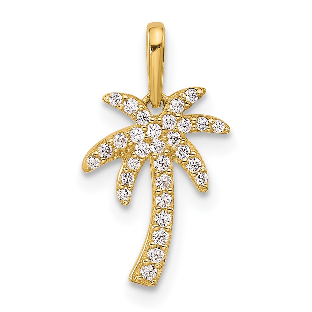YC1593.jpg 14K Polished CZ Palm Tree Pendant - Image 1
