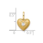 14k Polished and Textured CZ Floral Heart Charm / Pendant - Image 4