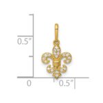 14k Polished CZ Fleur de Lis Charm / Pendant - Image 4