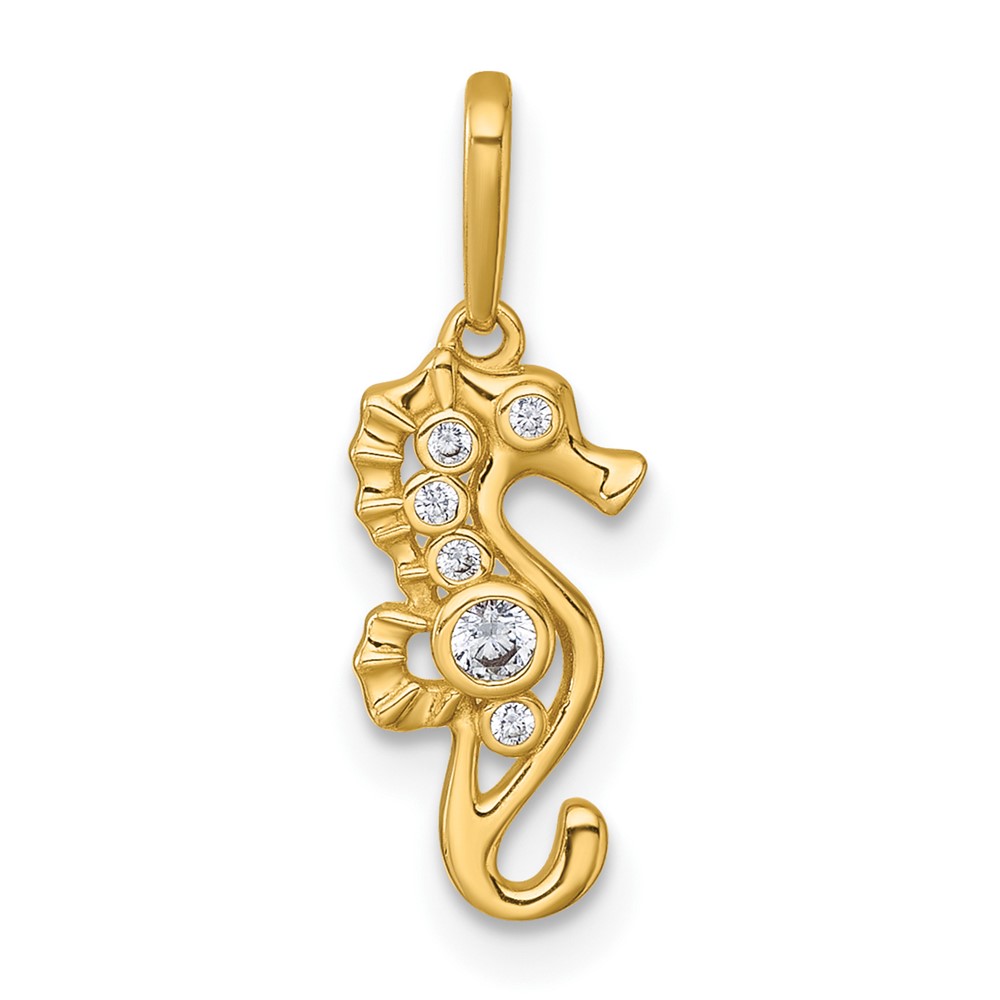 YC1619.jpg 14k Polished CZ Seahorse Charm / Pendant - Image 1