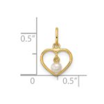 14K Polished Freshwater Cultured Pearl Dangle in Heart Pendant - Image 3