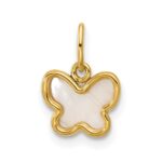 14K Polished Mother of Pearl Butterfly Pendant