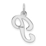 14KW White Gold Script Letter P Initial Charm - Image 4