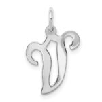 14KW White Gold Script Letter V Initial Charm - Image 4