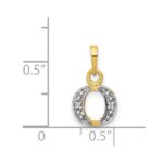 14KY with Rhodium Diamond Letter O Initial Pendant - Image 3