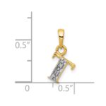 14KY with Rhodium Diamond Letter T Initial Pendant - Image 3
