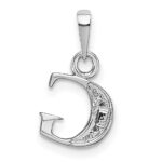 14KW Rhodium-plated Diamond Letter G Initial Pendant - Image 4