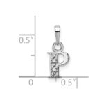 14KW Rhodium-plated Diamond Letter P Initial Pendant - Image 3
