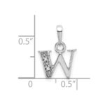 14KW Rhodium-plated Diamond Letter W Initial Pendant - Image 3