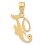 14KY Script Letter F Initial Pendant with Diamond - Image 3
