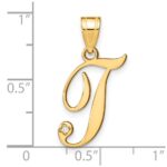 14KY Script Letter T Initial Pendant with Diamond - Image 4