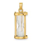 14k Polished 3-D Plastic Hourglass with Clear Beads Charm - Image 3