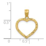 14K Polished and Textured Open Heart Pendant - Image 4
