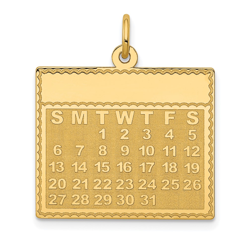 YC463.jpg 14k Tuesday the First Day Engravable Calendar Pendant - Image 1
