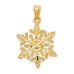 14k Diamond -Cut Snowflake Pendant