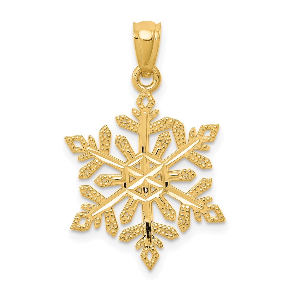 YC494.jpg 14k Diamond -Cut Snowflake Pendant - Image 1