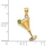 14k Martini Glass with Green CZ Olive Pendant - Image 4