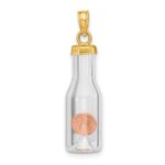 14k 3-D Mini Penny in Glass Bottle Pendant - Image 4