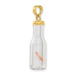 14k 3-D Mini Penny in Glass Bottle Pendant - Image 5