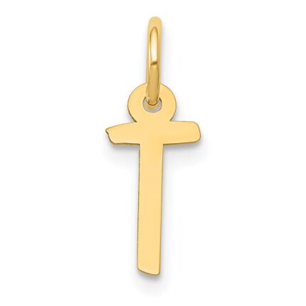14k Small Slanted Block Letter T Initial Charm
