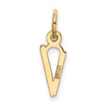 14k Small Slanted Block Letter V Initial Charm - Image 3