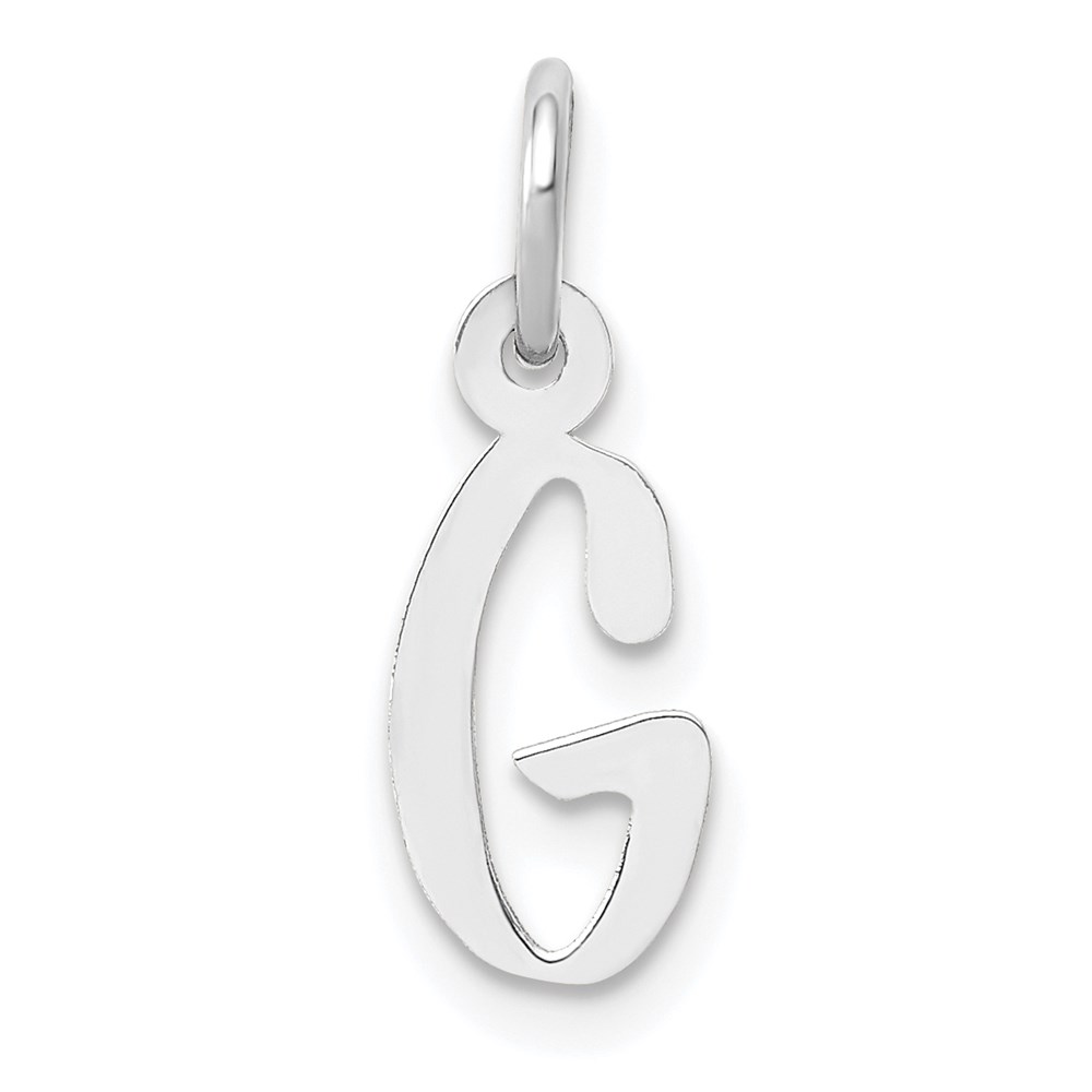 YC645G.jpg 14K White Gold Small Slanted Block Letter G Initial Charm - Image 1
